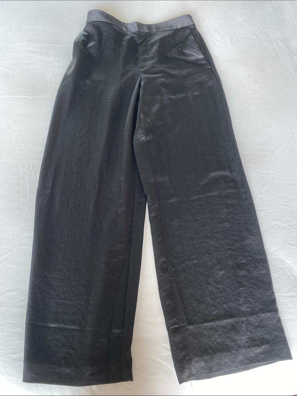 Madewell Wide Leg Black Satin Pants